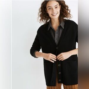 Madewell Charcoal Gray Button Front Cardigan Sweater Women Size L Pockets
